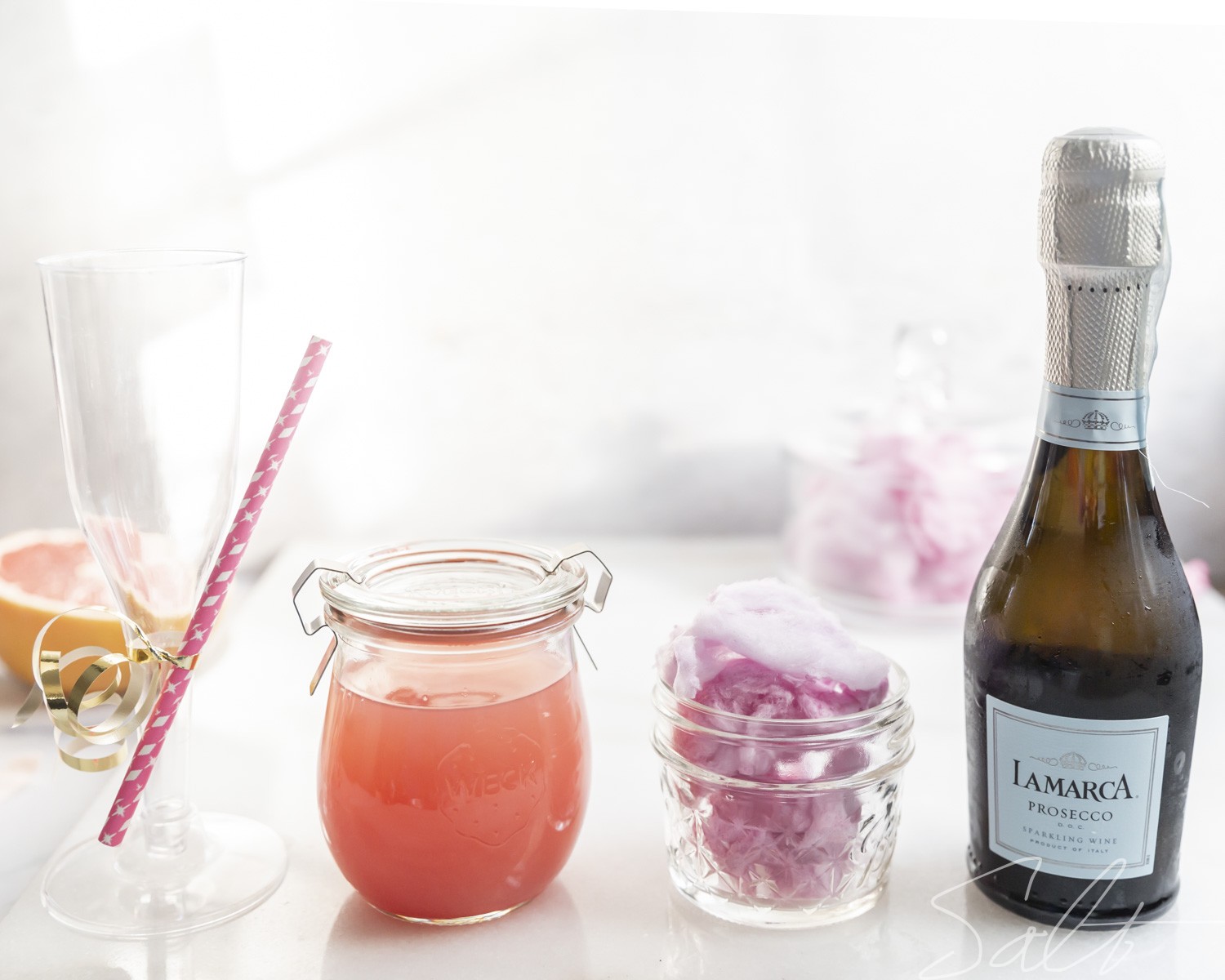 Cotton Candy Mimosa with Pink Grapefruit Juice Salt Harvest Creatives