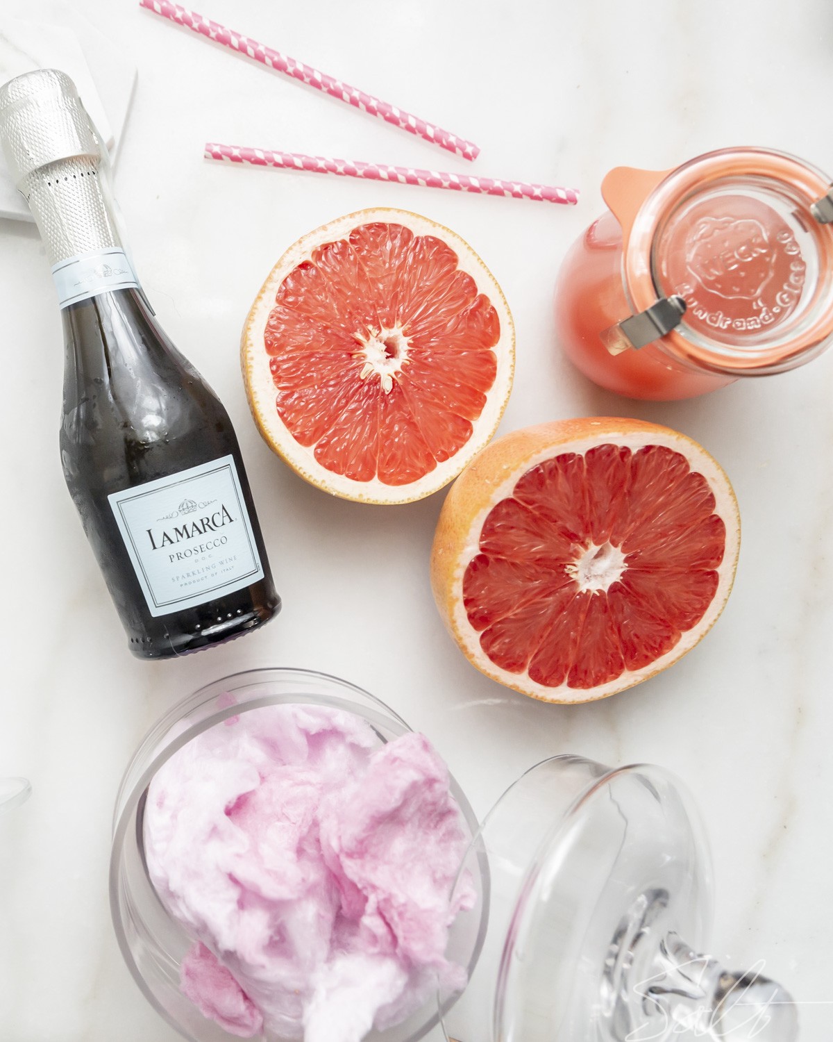 Cotton Candy Mimosa with Pink Grapefruit Juice Salt Harvest Creatives